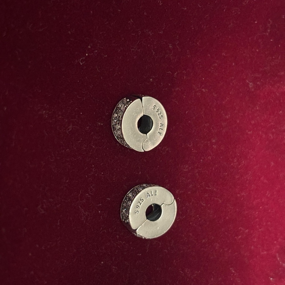 Pandora Pave Silver Charm Clips